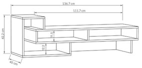 Έπιπλο τηλεόρασης Tetra Megapap μελαμίνης χρώμα φυσικό οξιάς 136,7x40x42εκ.