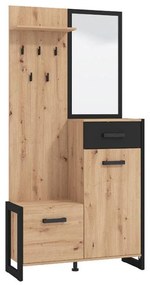 Hallway Unit Oleron Artisan - Black - Black Matt Foil 94x33x191 cm