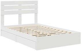 vidaXL Κρεβάτι Αποθήκης Λευκό 120 x 190 cm Επεξεργασμένο ξύλο