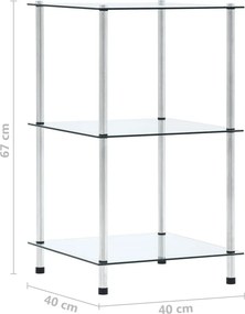 vidaXL Ράφι Διαφανές 3 Επιπέδων 40 x 40 x 67 εκ. από Ψημένο Γυαλί