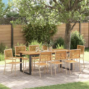 vidaXL Σετ Καθιστικού Κήπου 9 pcs Μπεζ 200 x 90 x 75 cm Μέταλλο & Ξύλο
