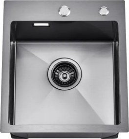 VEVOR 40cm Kitchen Sink Topmount Single Bowl Drop-In Basin Stainless Steel Black