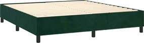 vidaXL Κρεβάτι Boxspring με Στρώμα Σκούρο Πράσινο 160x200εκ. Βελούδινο