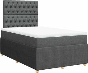 vidaXL Κρεβάτι Boxspring με Στρώμα Σκούρο Γκρι 120x200 εκ. Υφασμάτινο