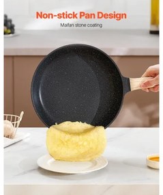 VEVOR 17 Piece Pots and Pans Set Granite Nonstick Kitchen Cookware Black