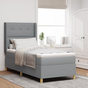vidaXL κρεβάτι Box Spring με μαξιλάρι & LED φως γκρι 80x200 εκ. ύφασμα