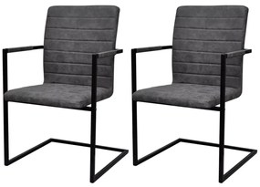 Καρέκλες Τραπεζαρίας «Πρόβολος» 2 τεμ. Γκρι από Συνθετικό Δέρμα - Γκρι