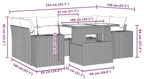 Σαλόνι Κήπου Σετ 7 τεμ. Μπεζ Συνθετικό Ρατάν με Μαξιλάρια - Μπεζ