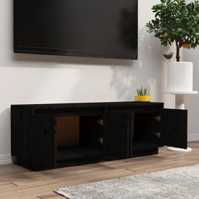 vidaXL Έπιπλο Τηλεόρασης Μαύρο 110x34x40 εκ. από Μασίφ Ξύλο Πεύκου