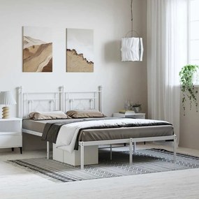 vidaXL Πλαίσιο Κρεβατιού με Κεφαλάρι Λευκό 193 x 203 εκ. Μεταλλικό