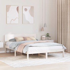 vidaXL Κρεβάτι με Υποστηρικτή Λευκό 200x200 εκ Μασίφ Ξύλο Πεύκου