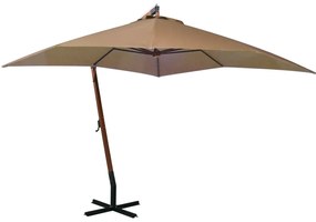 Ομπρέλα Κρεμαστή με Ιστό Χρώμα Taupe 3 x 3 μ. Μασίφ Ξύλο Ελάτης - Μπεζ-Γκρι