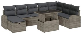 vidaXL Σετ Καναπέ Κήπου με μαξιλάρι 9 pcs Γκρι Πολυ ράταν