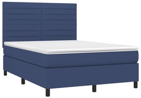 vidaXL Κρεβάτι Boxspring με Στρώμα &amp; LED Μπλε 140x200 εκ. Υφασμάτινο