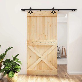 vidaXL Συρόμενη Πόρτα Φυσικό και Μαύρο 100 x 210 cm