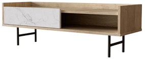 STOCKHOLM COFFEE TABLE SONOMA DECAPE ΛΕΥΚΟ ΜΕ ΟΨΗ ΜΑΡΜΑΡΟΥ ΜΑΥΡΟ 120x59xH40cm