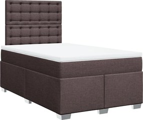 vidaXL Κρεβάτι Boxspring με Στρώμα Σκούρο Καφέ 120x200 εκ. Υφασμάτινο