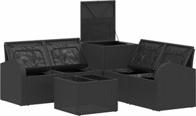 vidaXL Σετ Καναπέ 6 τμχ. Μαύρο και Κρεμ Λευκό 55 x 55 x 37 εκ