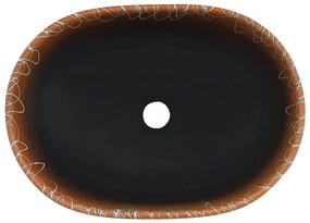 vidaXL Νιπτήρας Οβάλ Μαύρος και Πορτοκαλί 47 x 33 x 13 εκ. Κεραμικός