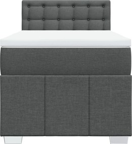 vidaXL Κρεβάτι Boxspring με Στρώμα Σκούρο Γκρι 90x190 εκ. Υφασμάτινο