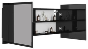 vidaXL Ντουλάπι Μπάνιου με Καθρέφτη & LED Γυαλ. Μαύρο Ακρυλικός