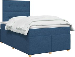 vidaXL Κρεβάτι box spring με στρώμα Μπλε 120 x 200 cm Ύφασμα