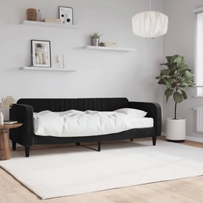 Καναπές Κρεβάτι με Στρώμα μαύρο 80 x 200 εκ. Βελούδινος - Μαύρο