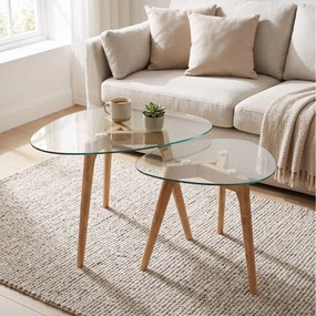 ΤΡΑΠΕΖΆΚΙΑ ΣΑΛΟΝΙΟΎ GLASS NESTING TABLES X2 HD3212