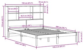 ΚΡΕΒΑΤΙ ΒΙΒΛΙΟΘΗΚΗ ΧΩΡΙΣ ΣΤΡΩΜΑ 150X200 ΕΚ ΜΑΣΙΦ ΞΥΛΟ ΠΕΥΚΟΥ 3321590