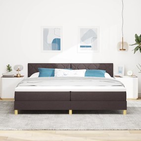 vidaXL Κρεβάτι με Ελατήρια και Στρώμα & LED Σκούρο Καφέ 200x200 εκ. Υφασμάτινο