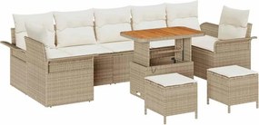 vidaXL Σετ Καναπέ Κήπου με μαξιλάρι 10 pcs Μπεζ και Κρέμα