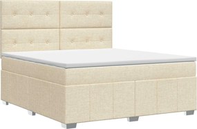 vidaXL Κρεβάτι box spring με στρώμα Κρεμ 140 x 200 cm Ύφασμα