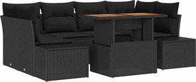 vidaXL Σετ Καναπέ Κήπου με αποθήκευση 7 pcs Μαύρο Πολυ ράταν