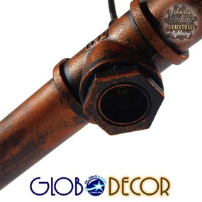 GloboStar® CANAL 01070 Vintage Industrial Κρεμαστό Φωτιστικό Οροφής Πολύφωτο 5 x E27 Καφέ Σκουριά Μεταλλικό Ράγα Μ88 x Π4.5 x Y7cm