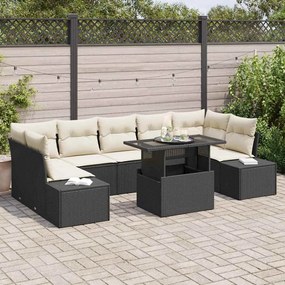 vidaXL Σετ Καναπέ Κήπου 8 pcs Μαύρο και κρεμ 100 x 55 x 73 εκ