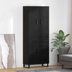 Highboard με συρτάρι 2 pcs Μαύρη Οξυά Σύνθετο Ξύλο και Γυαλί