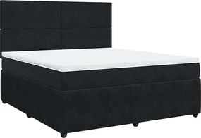 vidaXL Κρεβάτι Boxspring με Στρώμα Μαύρο 180x200 εκ. Βελούδινο