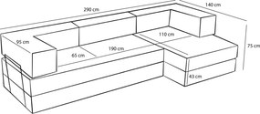 Γωνιακός Καναπές Καφέ REMELA 95x290x75