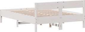 vidaXL Σκελετός Κρεβ. Χωρίς Στρώμα Λευκό 150x200 εκ Μασίφ Πεύκο