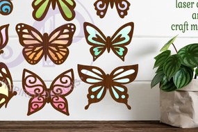 Σετ των 2 Intra απο ξύλο plywood 3mm-4mm πάχος Butterfly Two Layer Cut Outs Δίασταση 30x20 cm INTRAFABR-81532481