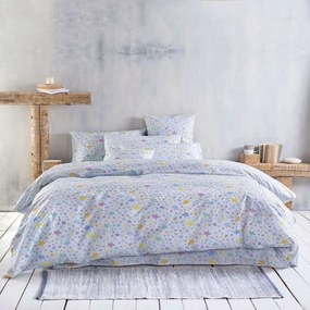 Σεντόνια Με Λάστιχο Σετ 4τμχ Symbol Glow Blue Ρυθμός Queen Size 165x205cm 100% Cotton