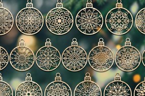 Σετ των 3 Intra απο ξύλο plywood 3mm-4mm πάχος - Cricut Χριστουγεννιάτικες Μπάλες Δαντέλα στολίδι Δίασταση 6x6 cm INTRAFABR-37147260