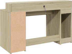 vidaXL Γραφείο με LED Sonoma δρυς 140x55x91 εκ. Επεξεργ. Ξύλο