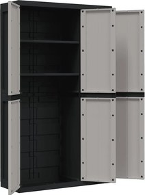 vidaXL Ντουλάπι Αποθ. Εξ. Χώρου Γκρι/Μαύρο 97x37x165εκ. Πολυπροπυλένιο