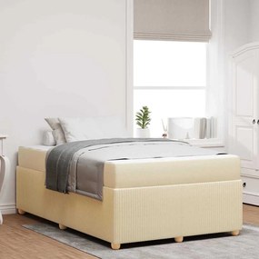 vidaXL Σκελετός Κρεβατιού με στρώμα Κρεμ 120 x 190 cm ύφασμα