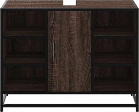 vidaXL Ντουλάπι Μπάνιου Νιπτήρα Καφέ Δρυς 80 x 33 x 60 εκ. Επεξ. Ξύλο