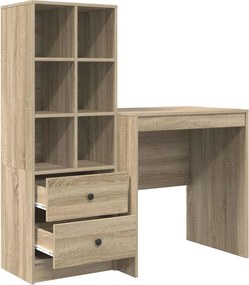 vidaXL Γραφείο με συρτάρι με ράφι με αποθήκευση 2 pcs Δρύς Sonoma