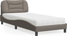 vidaXL Κρεβάτι με Στρώμα Hvar Taupe 80x200 εκ. Υφασμάτινο