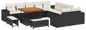 vidaXL Σετ Καναπέ Κήπου 13 pcs Μαύρο, Κρέμα 100 x 100 x 71 cm