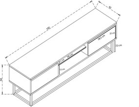 Έπιπλο Τηλεόρασης Μαύρο / Πεύκο CECRELA 180x40x50
